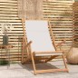 vidaXL Strandstuhl Klappbar Massivholz Teak Creme vidaXL Strandstuhl Klappbar Massivholz Teak Creme