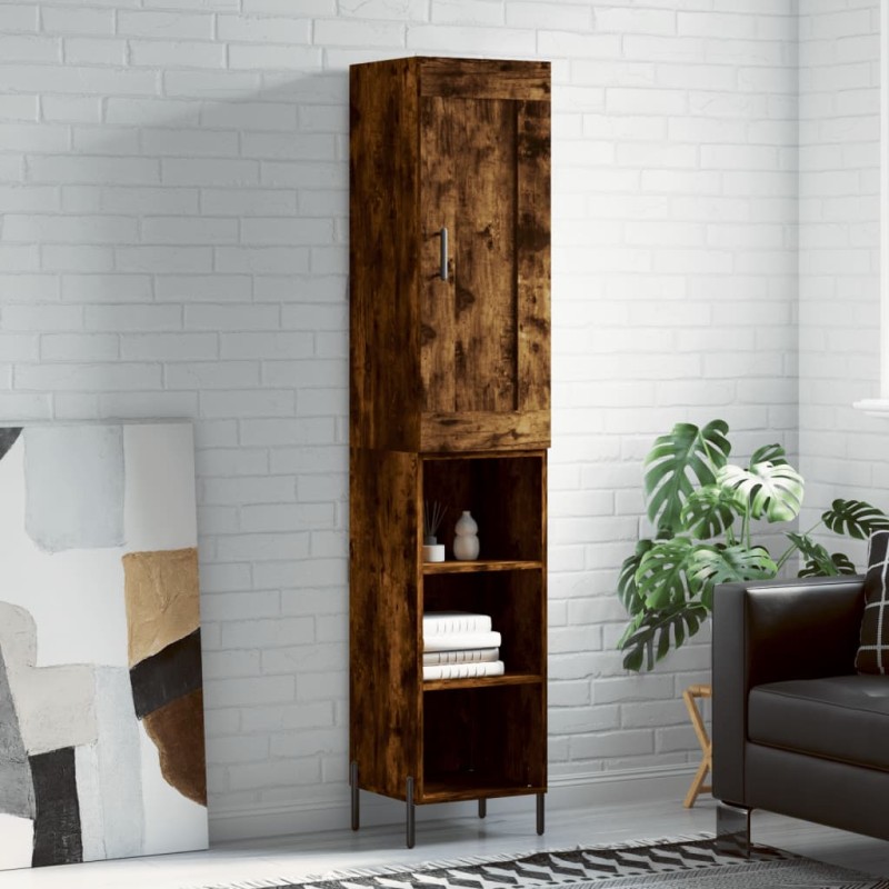 Highboard Räuchereiche 34,5x34x180 cm Holzwerkstoff Highboard Räuchereiche 34,5x34x180 cm Holzwerkstoff
