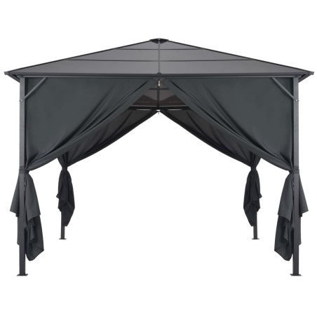 Gartenpavillon mit Vorhang Aluminium 3×3 m Schwarz