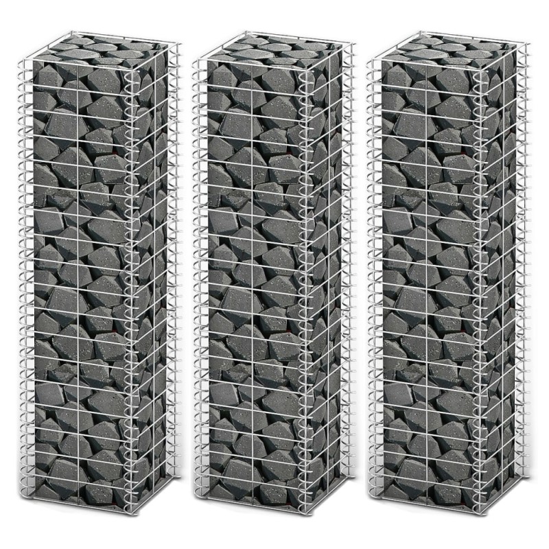 vidaXL Gabionen-Set 3-tlg. Verzinkter Draht 25×25×100 cm vidaXL Gabionen-Set 3-tlg. Verzinkter Draht 25×25×100 cm