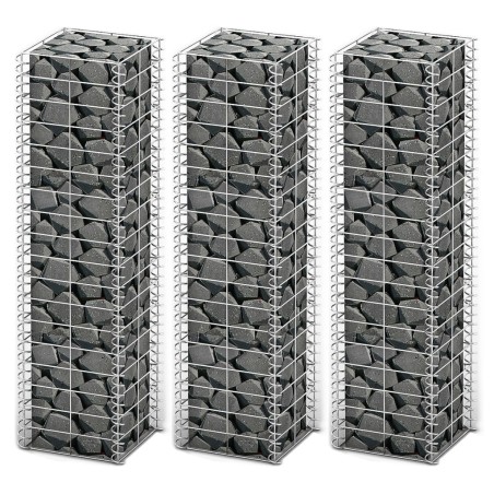 vidaXL Gabionen-Set 3-tlg. Verzinkter Draht 25×25×100 cm 