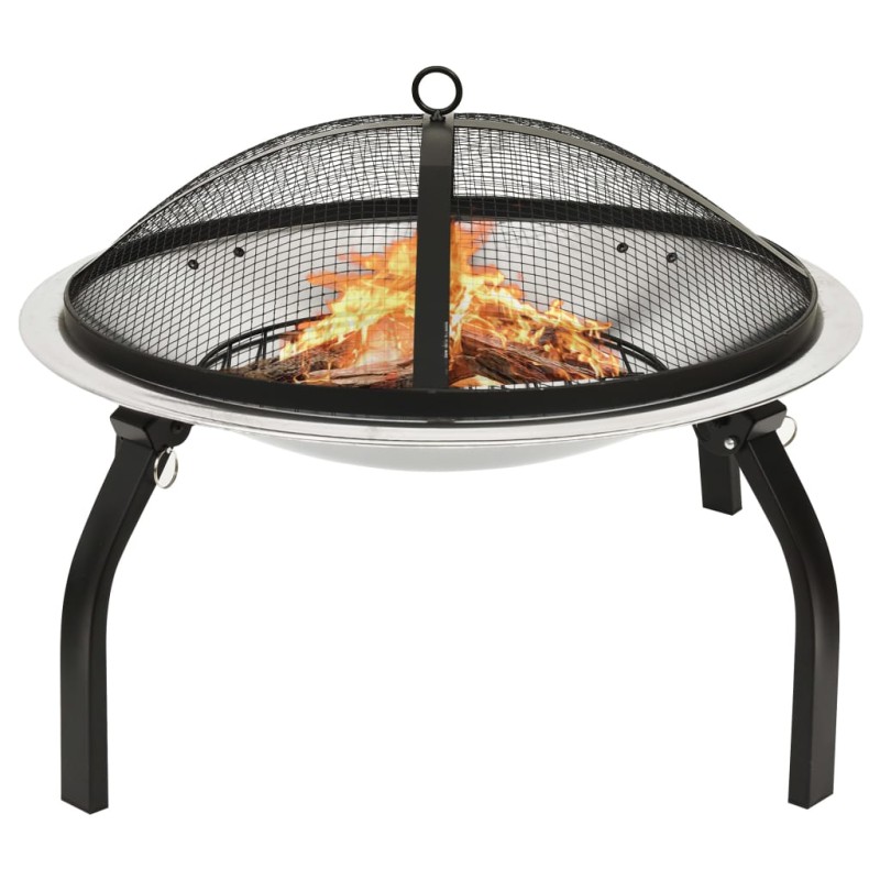 2in1 Feuerschale und Grill mit Schürhaken 56x56x49 cm Edelstahl 2in1 Feuerschale und Grill mit Schürhaken 56x56x49 cm Edelstahl