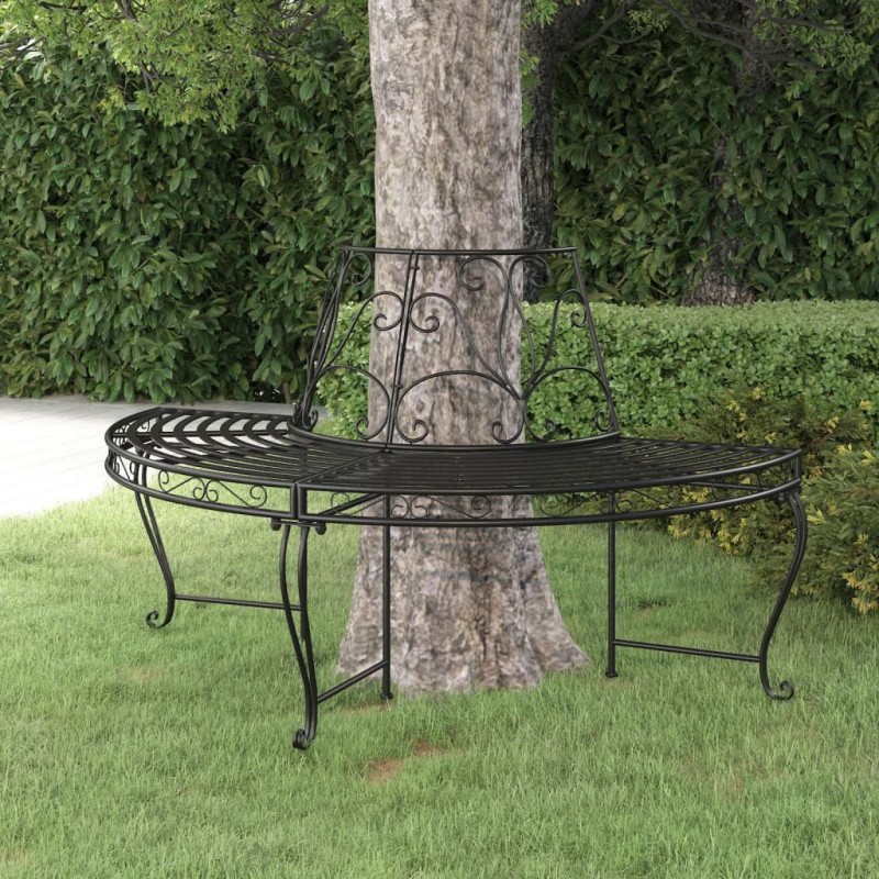 Baumbank Halbrund Ø160 cm Schwarz Stahl Baumbank Halbrund Ø160 cm Schwarz Stahl