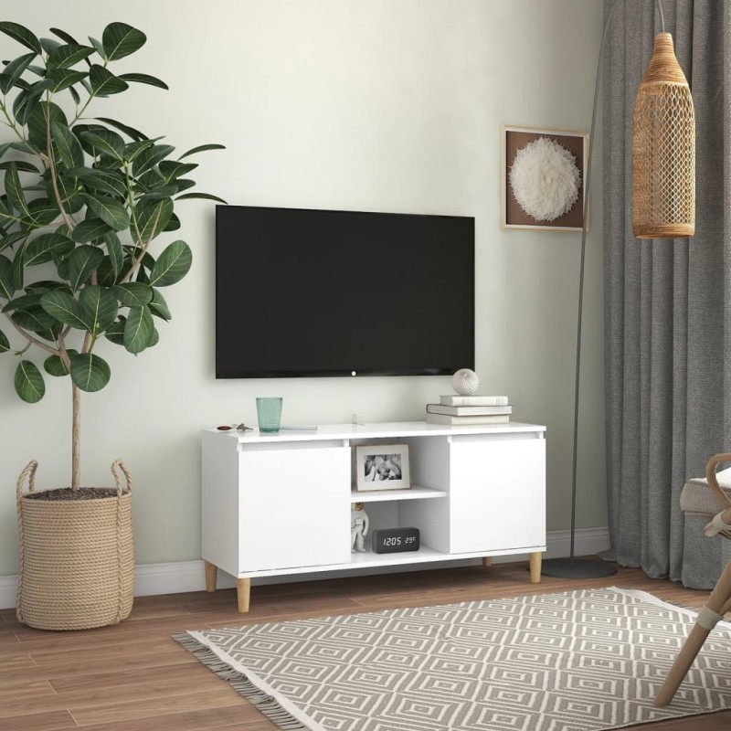 vidaXL TV-Schrank mit Massivholz-Beinen Weiß 103,5x30x50 cm vidaXL TV-Schrank mit Massivholz-Beinen Weiß 103,5x30x50 cm