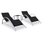 vidaXL Sonnenliegen 2 Stk. mit Tisch Aluminium Schwarz vidaXL Sonnenliegen 2 Stk. mit Tisch Aluminium Schwarz