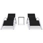 vidaXL Sonnenliegen 2 Stk. mit Tisch Aluminium Schwarz vidaXL Sonnenliegen 2 Stk. mit Tisch Aluminium Schwarz