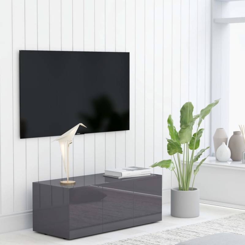 TV-Schrank Hochglanz-Grau 80x34x30 cm Holzwerkstoff TV-Schrank Hochglanz-Grau 80x34x30 cm Holzwerkstoff