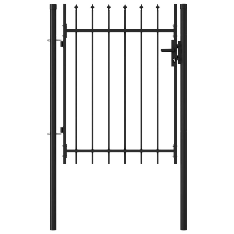Zauntor Einzelflügel mit Speerspitzen Stahl 1 x 1,2 m Schwarz Zauntor Einzelflügel mit Speerspitzen Stahl 1 x 1,2 m Schwarz