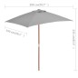 vidaXL Sonnenschirm mit Holzmast 150 x 200 cm Anthrazit vidaXL Sonnenschirm mit Holzmast 150 x 200 cm Anthrazit