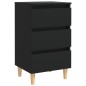 vidaXL Nachttisch mit Massivholz-Beinen Schwarz 40x35x69 cm vidaXL Nachttisch mit Massivholz-Beinen Schwarz 40x35x69 cm
