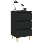 vidaXL Nachttisch mit Massivholz-Beinen Schwarz 40x35x69 cm vidaXL Nachttisch mit Massivholz-Beinen Schwarz 40x35x69 cm