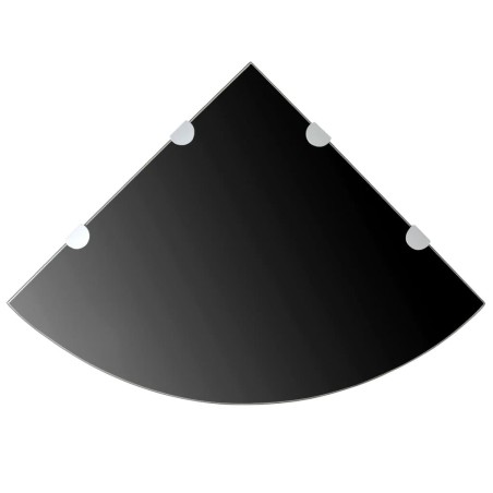 vidaXL Eckregal mit verchromten Halterungen Glas Schwarz 45 x 45 cm