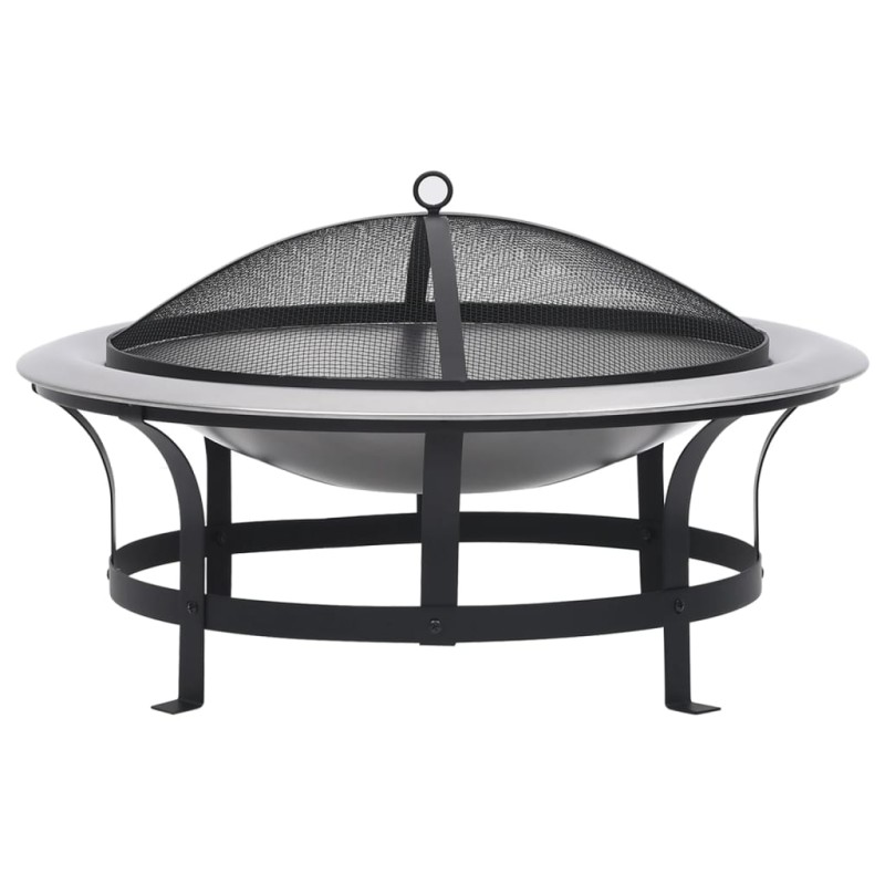vidaXL Garten-Feuerschale mit Grill Edelstahl 76 cm vidaXL Garten-Feuerschale mit Grill Edelstahl 76 cm