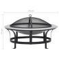 vidaXL Garten-Feuerschale mit Grill Edelstahl 76 cm vidaXL Garten-Feuerschale mit Grill Edelstahl 76 cm
