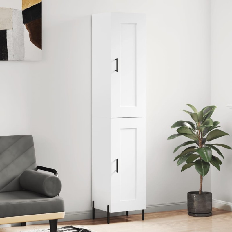 Highboard Hochglanz-Weiß 34,5x34x180 cm Holzwerkstoff Highboard Hochglanz-Weiß 34,5x34x180 cm Holzwerkstoff