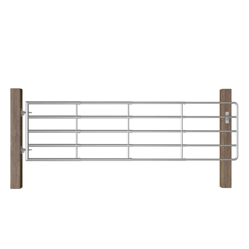 5-Rohre-Weidetor Stahl (115-300)×90 cm Silbern 5-Rohre-Weidetor Stahl (115-300)×90 cm Silbern
