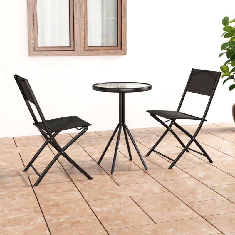 3-tlg. Bistro-Set Stahl Schwarz 3-tlg. Bistro-Set Stahl Schwarz