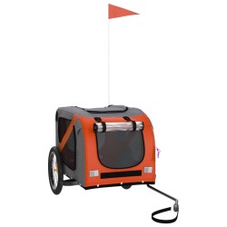 vidaXL Fahrradanhänger Hunde Orange und Schwarz Oxford-Gewebe & Eisen
