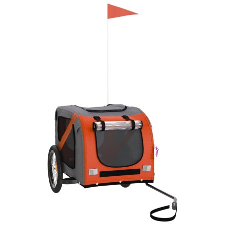 vidaXL Fahrradanhänger Hunde Orange und Schwarz Oxford-Gewebe & Eisen