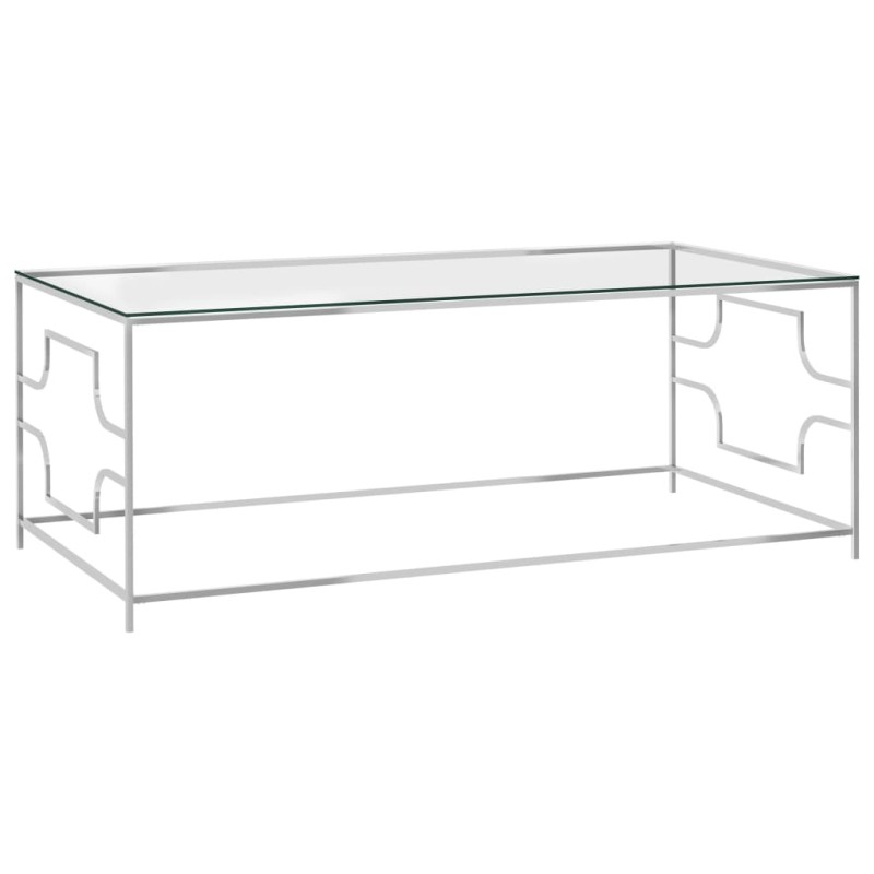 vidaXL Couchtisch Silbern 120x60x45 cm Edelstahl und Glas vidaXL Couchtisch Silbern 120x60x45 cm Edelstahl und Glas