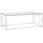 vidaXL Couchtisch Silbern 120x60x45 cm Edelstahl und Glas vidaXL Couchtisch Silbern 120x60x45 cm Edelstahl und Glas