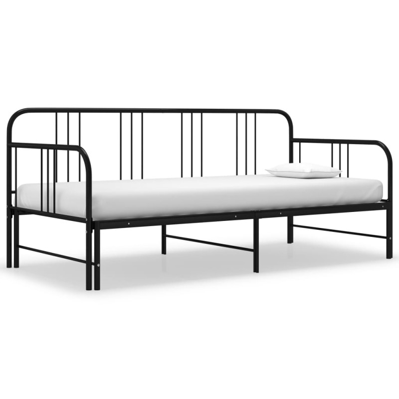 vidaXL Tagesbett Ausziehbar Schwarz Metall 90x200 cm vidaXL Tagesbett Ausziehbar Schwarz Metall 90x200 cm