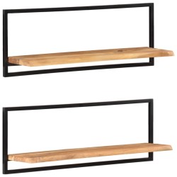 vidaXL Wandregale 2 Stk. 100x24x35 cm Massivholz Akazie und Stahl 