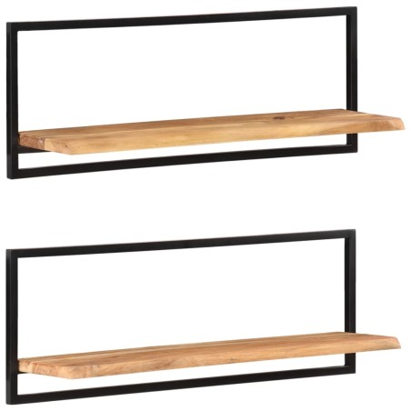 vidaXL Wandregale 2 Stk. 100x24x35 cm Massivholz Akazie und Stahl 