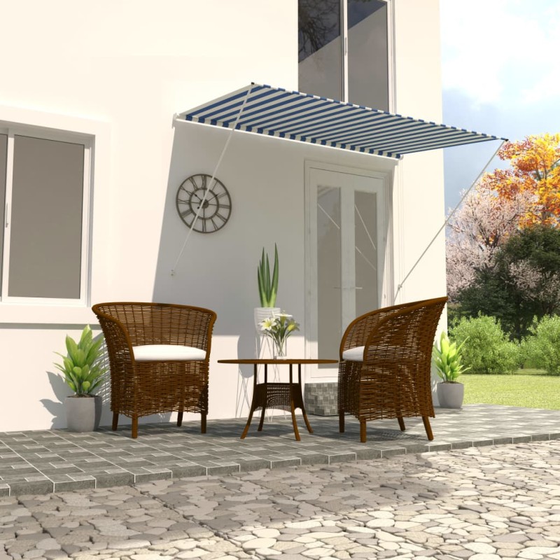 Einziehbare Markise 250×150 cm Blau und Weiß Einziehbare Markise 250×150 cm Blau und Weiß