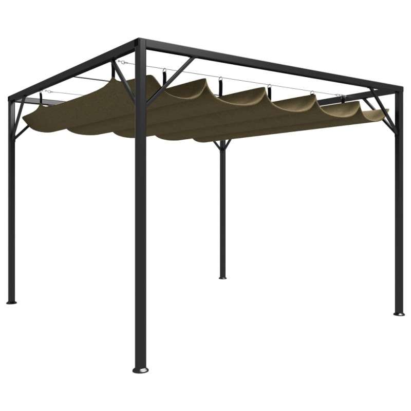 Gartenpavillon mit Ausziehbarem Dach 3x3 m Taupe 180 g/m² Gartenpavillon mit Ausziehbarem Dach 3x3 m Taupe 180 g/m²