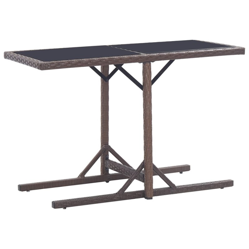 Gartentisch Braun 110×53×72 cm Glas und Poly Rattan Gartentisch Braun 110×53×72 cm Glas und Poly Rattan