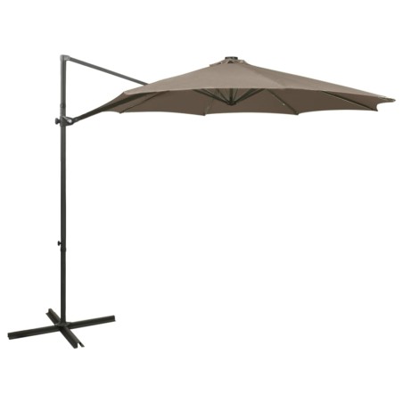 vidaXL Ampelschirm mit Mast und LED Taupe 300 cm