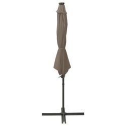 vidaXL Ampelschirm mit Mast und LED Taupe 300 cm
