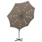 vidaXL Ampelschirm mit Mast und LED Taupe 300 cm vidaXL Ampelschirm mit Mast und LED Taupe 300 cm