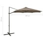 vidaXL Ampelschirm mit Mast und LED Taupe 300 cm vidaXL Ampelschirm mit Mast und LED Taupe 300 cm