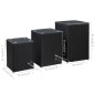 Beistelltische 3 Stk. mit Glasplatte Schwarz Poly Rattan Beistelltische 3 Stk. mit Glasplatte Schwarz Poly Rattan