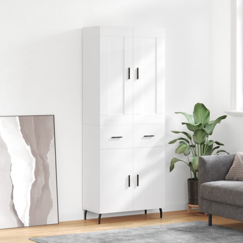 vidaXL Highboard Hochglanz-Weiß 69,5x34x180 cm Holzwerkstoff vidaXL Highboard Hochglanz-Weiß 69,5x34x180 cm Holzwerkstoff