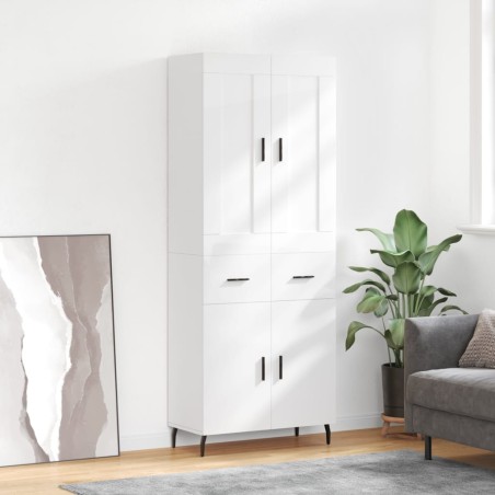 vidaXL Highboard Hochglanz-Weiß 69,5x34x180 cm Holzwerkstoff