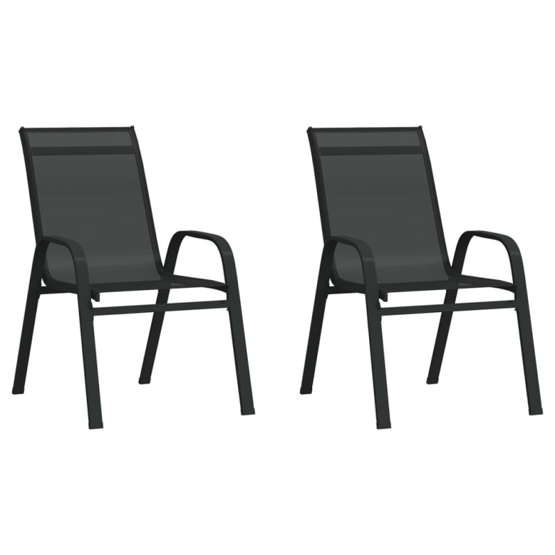 Stapelbare Gartenstühle 2 Stk. Schwarz Textilene Stapelbare Gartenstühle 2 Stk. Schwarz Textilene