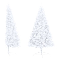 Künstlicher Halber Weihnachtsbaum mit Ständer Weiß 120 cm PVC