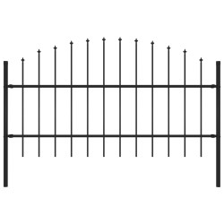 vidaXL Gartenzaun mit Speerspitzen Stahl (0,75 - 1) x 1,7 m Schwarz