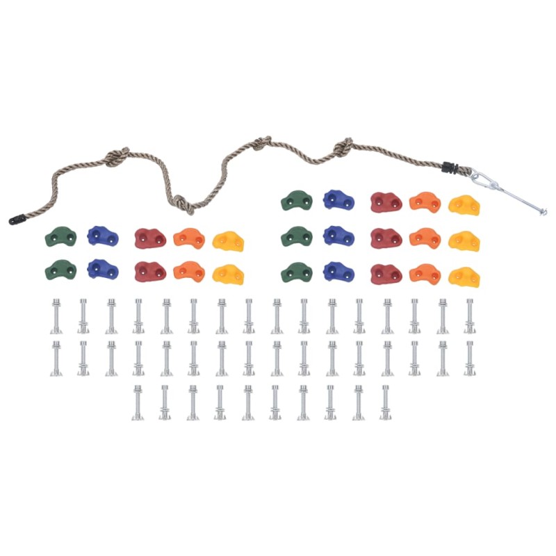 Klettergriffe mit Seil 25 Stk. Mehrfarbig Klettergriffe mit Seil 25 Stk. Mehrfarbig