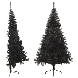 Künstlicher Halb-Weihnachtsbaum mit Ständer Schwarz 240 cm PVC