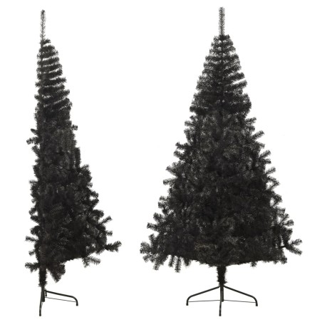 Künstlicher Halb-Weihnachtsbaum mit Ständer Schwarz 240 cm PVC