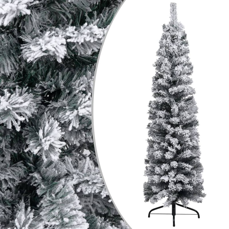 Schlanker Künstlicher Weihnachtsbaum Beschneit Grün 120 cm PVC Schlanker Künstlicher Weihnachtsbaum Beschneit Grün 120 cm PVC
