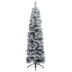 Schlanker Künstlicher Weihnachtsbaum Beschneit Grün 120 cm PVC