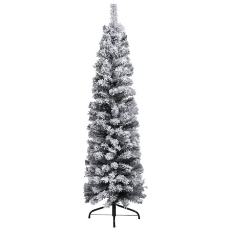 Schlanker Künstlicher Weihnachtsbaum Beschneit Grün 120 cm PVC
