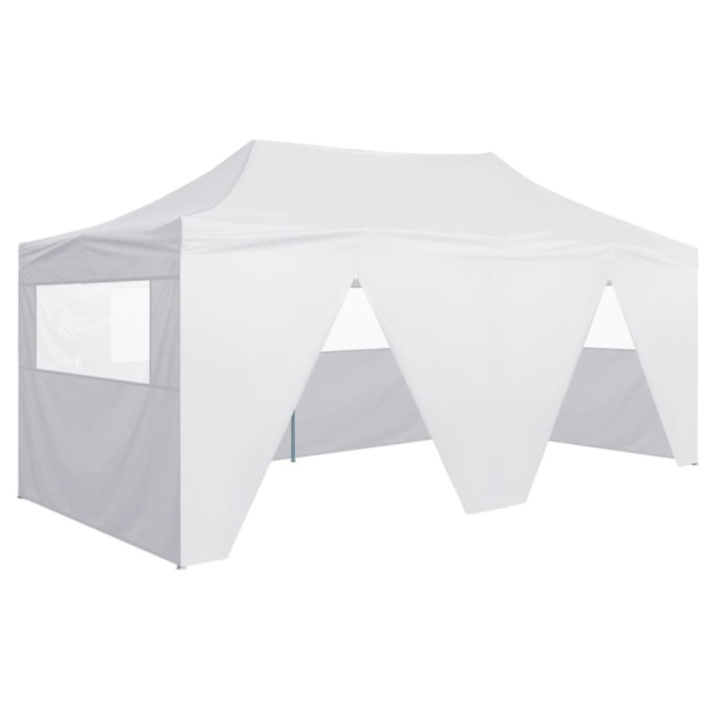Profi-Partyzelt Faltbar mit 4 Seitenwänden 3×6m Stahl Weiß Profi-Partyzelt Faltbar mit 4 Seitenwänden 3×6m Stahl Weiß