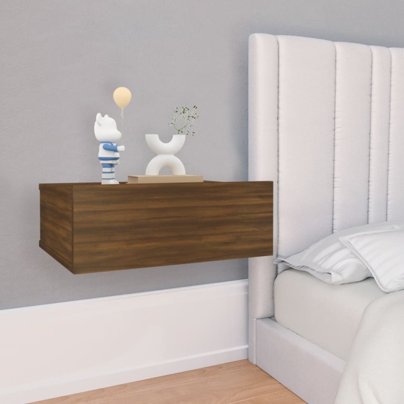 Hängende Nachttische 2 Stk Braun Eiche 40x30x15cm Holzwerkstoff Hängende Nachttische 2 Stk Braun Eiche 40x30x15cm Holzwerkstoff