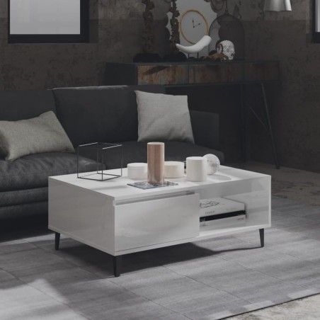 Couchtisch Hochglanz-Weiß 90x60x35 cm Holzwerkstoff